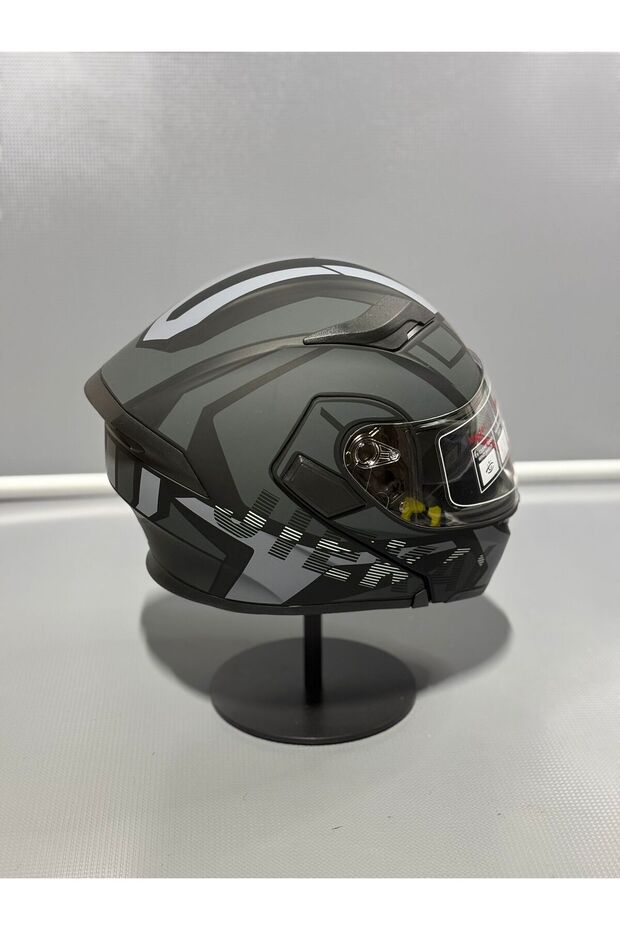 Jk-902 Güneş Vizörlü Çene Açılır Kask H1 GREY - 7