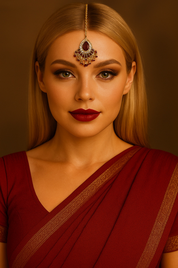 Hint küpesi ve Hint alınlık seti 3 lü set - 1