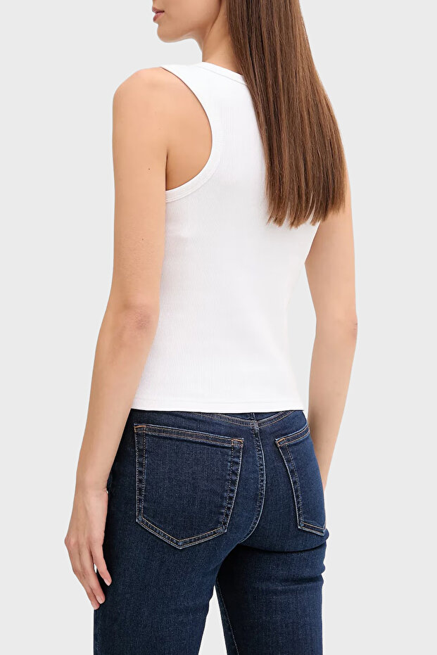 Pamuklu Regular Fit Bisiklet Yaka Logolu Top LV047C201GYAA TOP LV047C201G YAA - 2