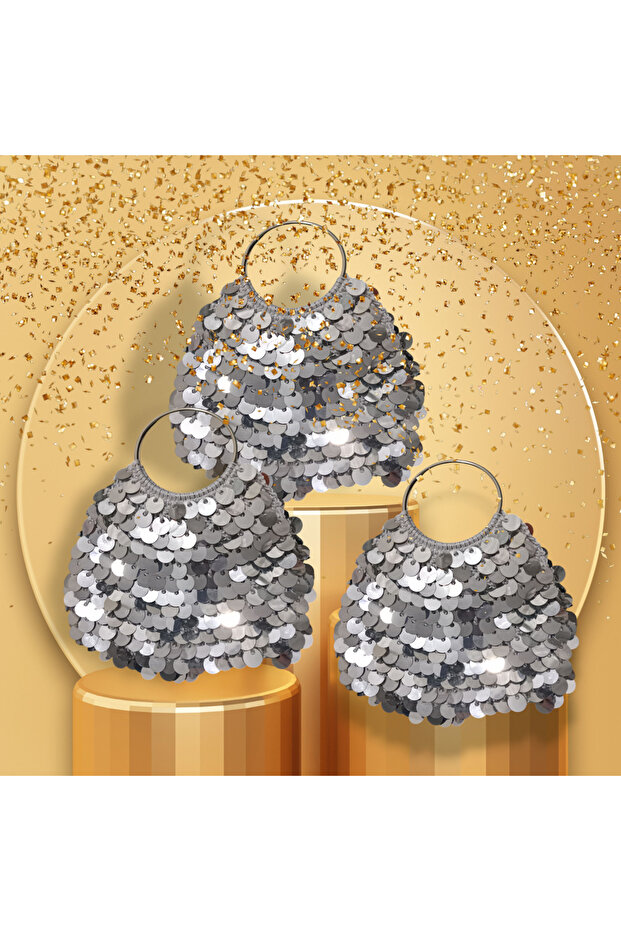 Pullu Çanta Gümüş Ayna - 3