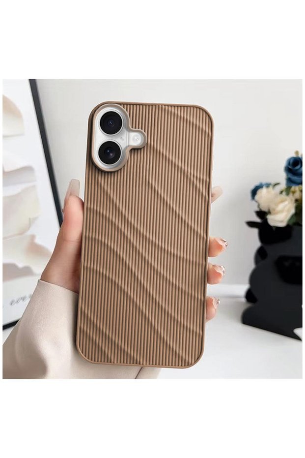 Apple iPhone 16 Compatible Case Fine-Line Silicone Case Desert Titanium