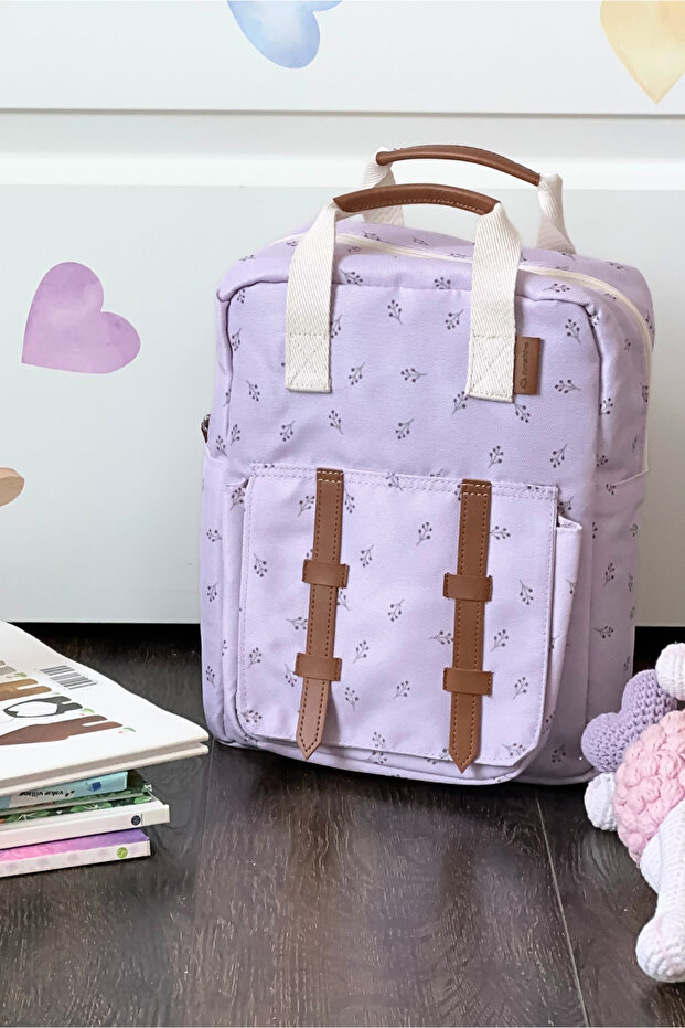 Lilac Flower Pattern Kindergarten Nursery Daily Use Children's Backpack Baby Bag