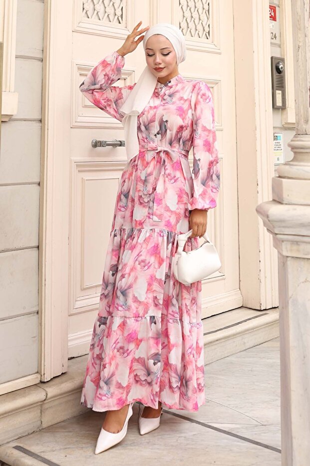 Rochie hijab cu model roz 581 - 4