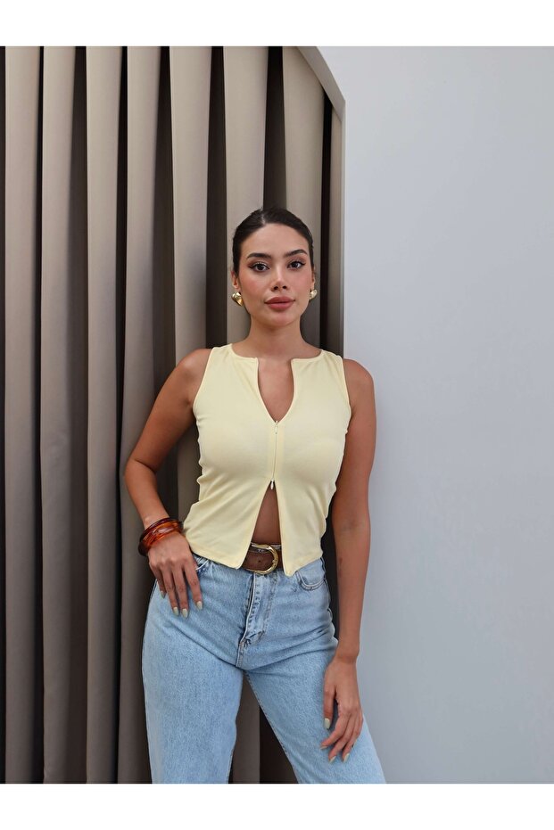 Çift Fermuarlı Bluz - 1