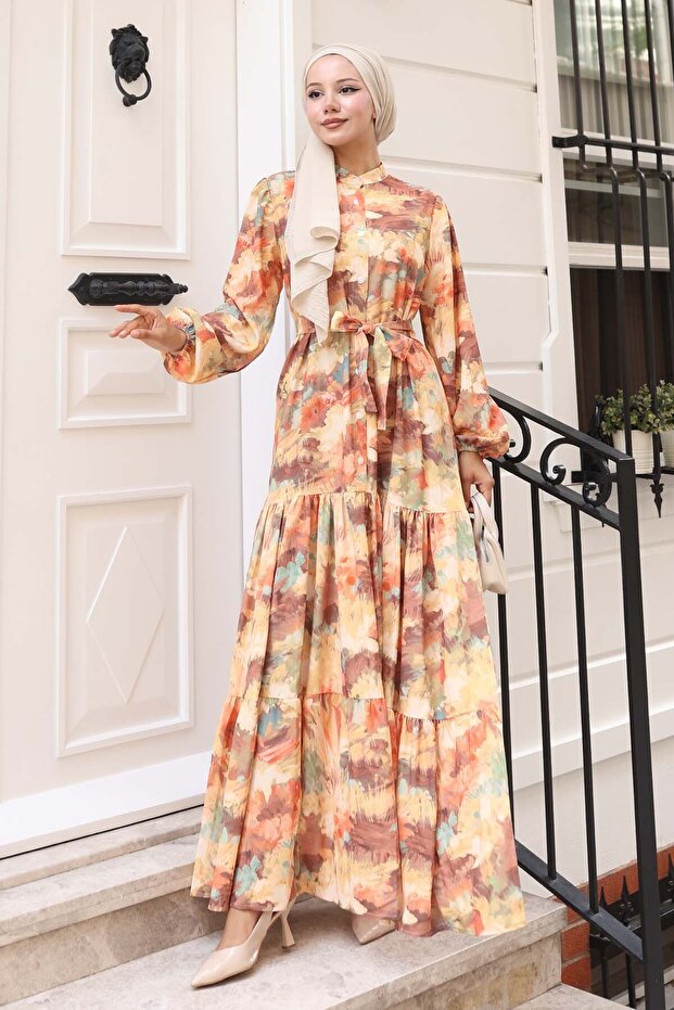 Rochie hijab cu model Mustar 583 - 4