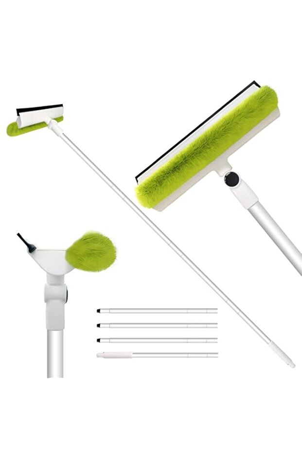 Window Squeegee, Telescopic Super Light Long Handle with 62in Extension Pole, Sponge Car Window Squeegee, Multi Use Window Cleaner Tool for Windows, Shower Rooms, Smooth Surfaces