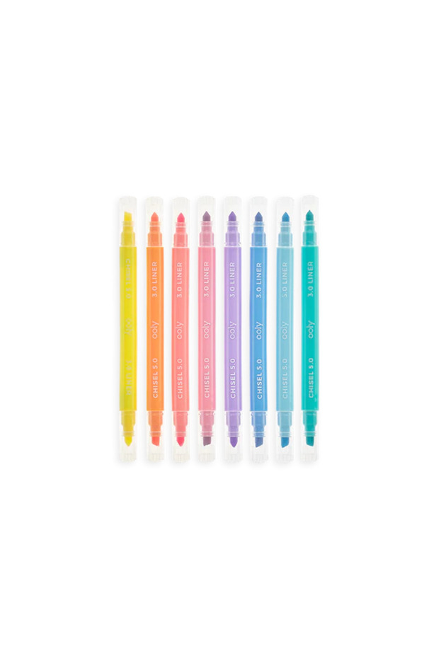 Markere cu varf dublu - Pastel Liners - Set de 8 - 4