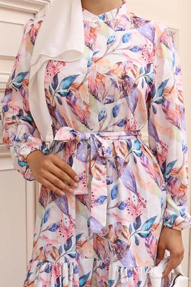 Rochie Hijab cu model Pudra 584 - 3