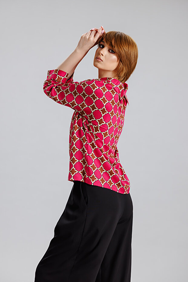 Magenta blouse with collar - 4