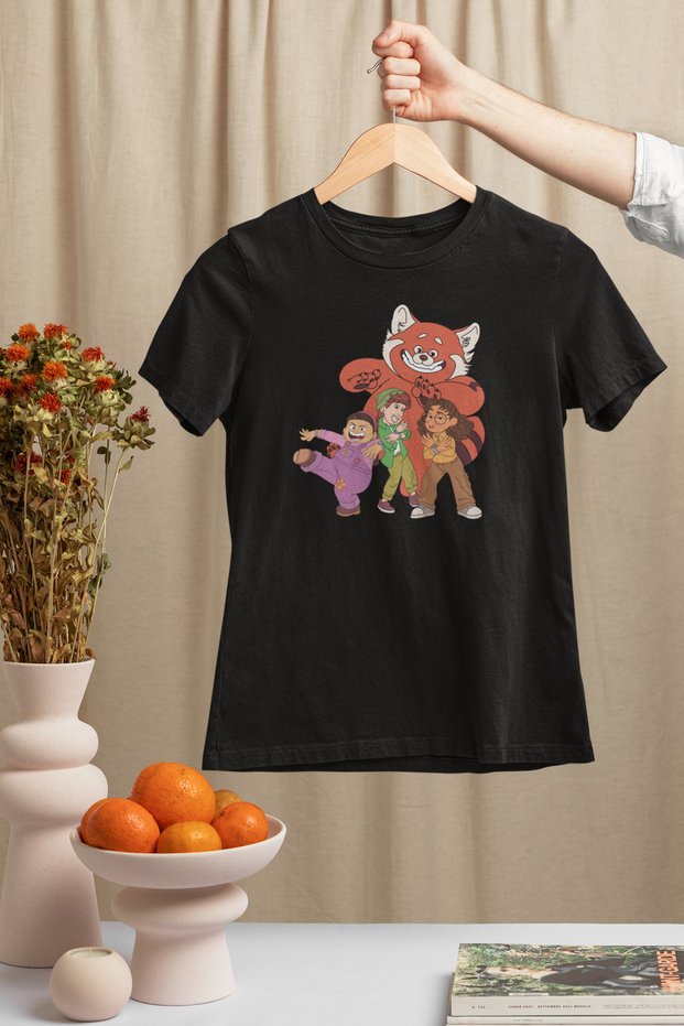 Red Bear Crew Neck 100% Cotton Printed Short Sleeve Children's and Teenage T-Shirt