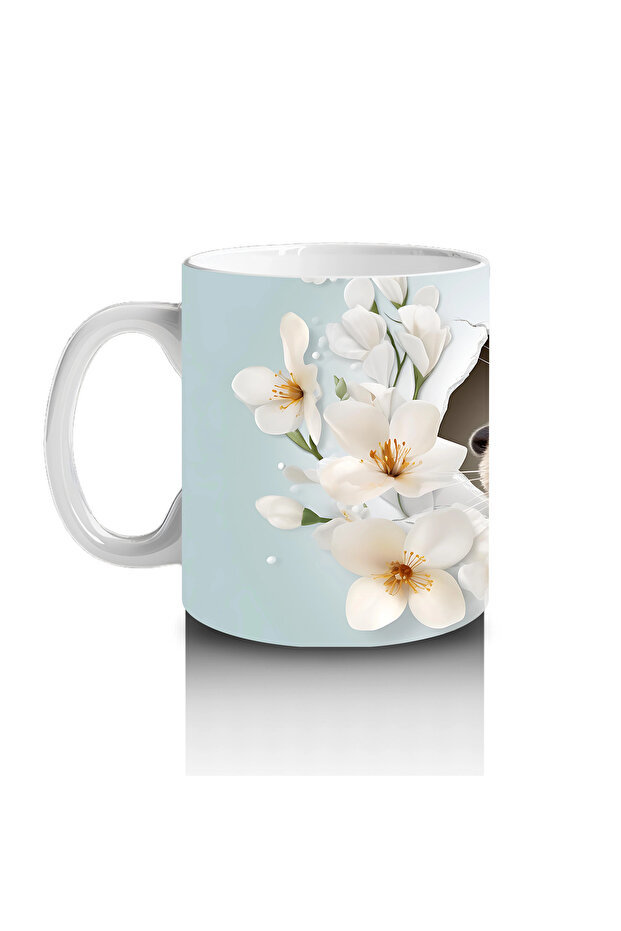 سامور يبتسم بين فروع الكرز - كوب مطبوع - 2