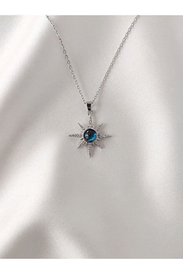 Stainless Steel Zircon Stone Polar Star Necklace