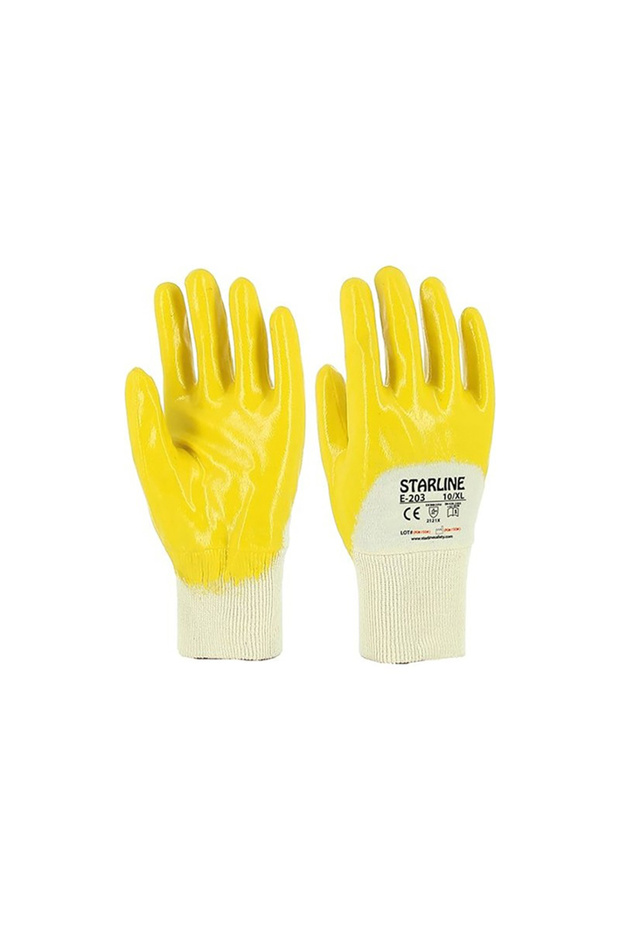 E-203 Protective Yellow Nitrile Gloves No:10