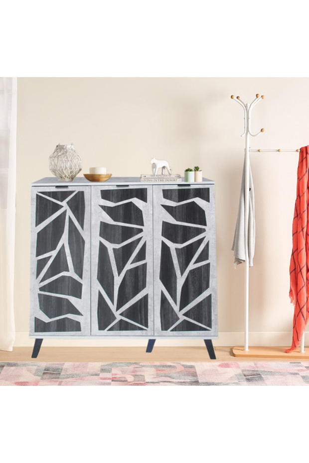 Modern shoe rack, distinctive design, size 120 cm