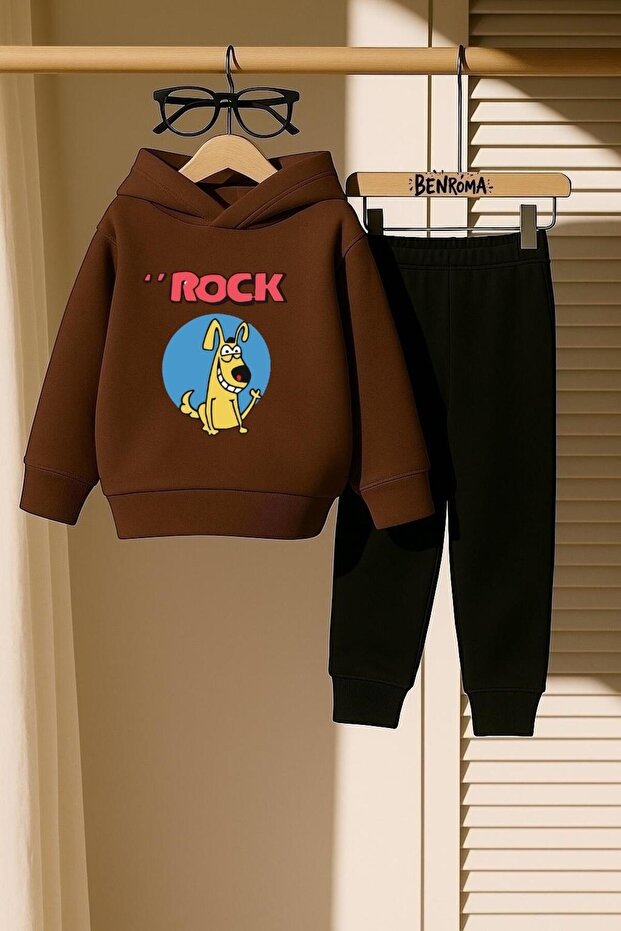 Rock Printed 3 Thread Children's Tracksuit Set