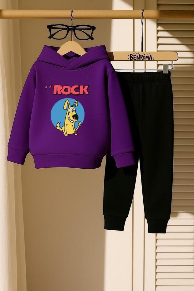 Rock Printed 3 Thread Children's Tracksuit Set