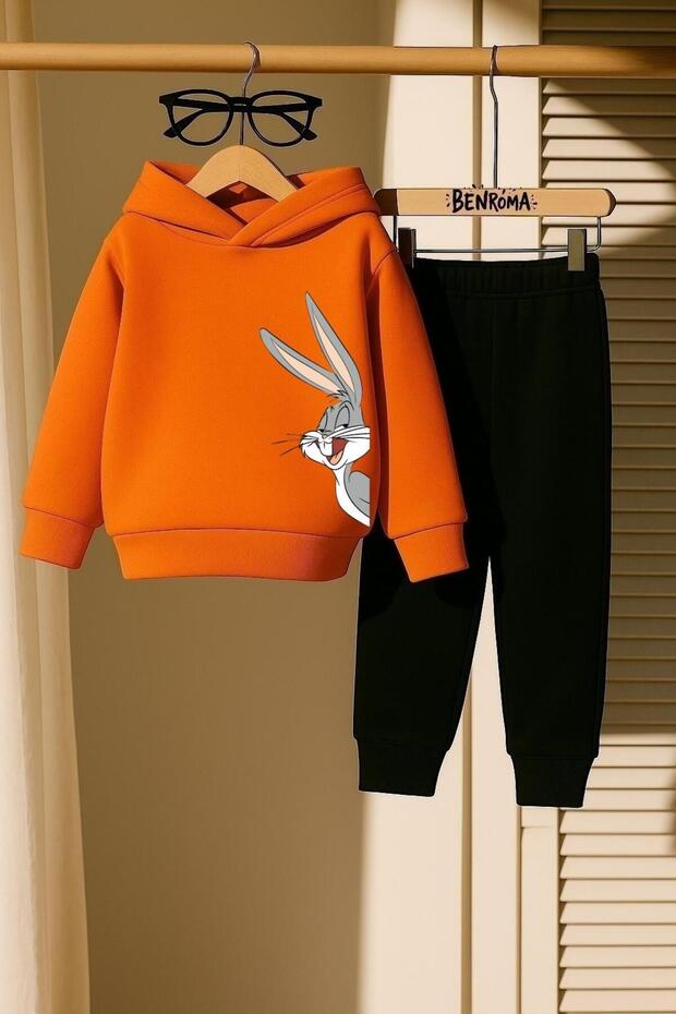 Rabbit Printed 3 Thread Children's Tracksuit Set