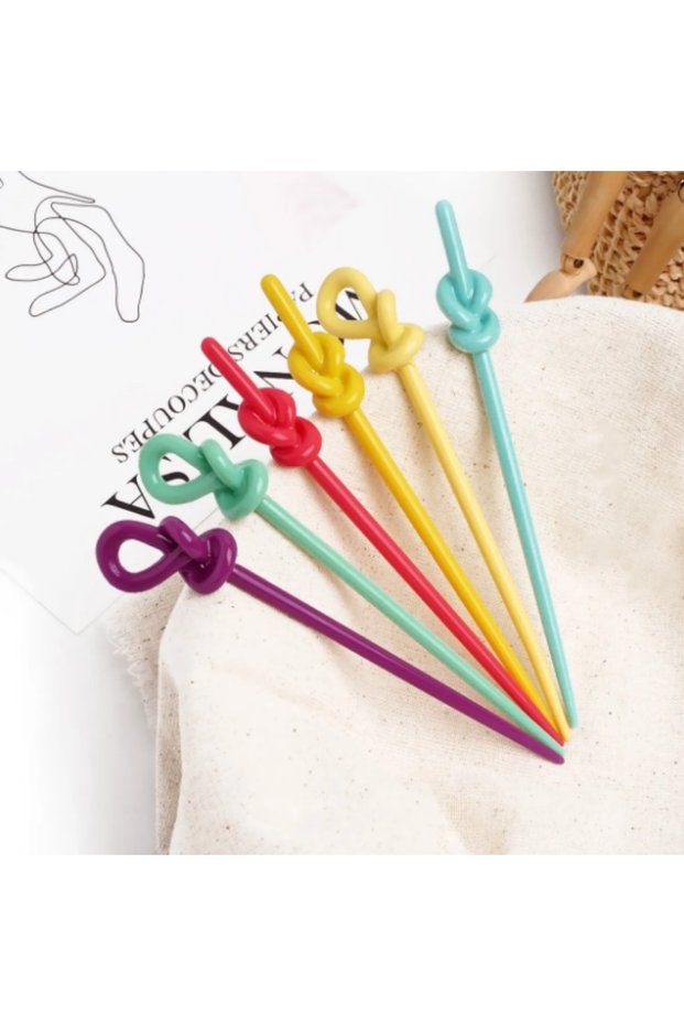 Hair Bun Barrette Women 6Pcs Multi Color Women Bun Stick Hair Clip Girls Children Hairpin Rubber Scrunchy