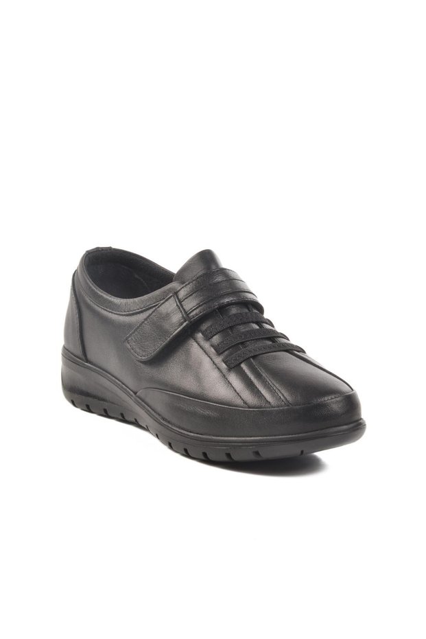 7679-26K Z Black Genuine Leather Women's Anatomical Casual Shoes