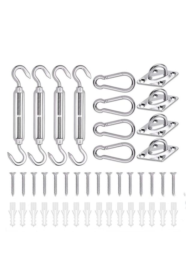 5" Shade Sail Hardware Kit – 304 Stainless Steel for Triangular Rectangular Sunshade, Outdoor Garden Fixing Accessories