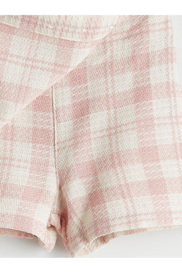 Pembe Beli Lastikli Kız Çocuk Tüvit Şort Etek - 3