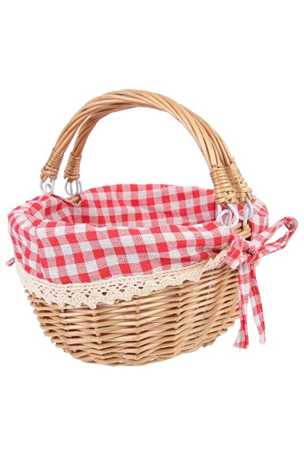 Cabilock Wicker Picnic Basket with Handles:Willow Picnic Hamper Natural Hand Woven Easter Basket for Easter Egg Gathering, Candy, Toys, Wedding