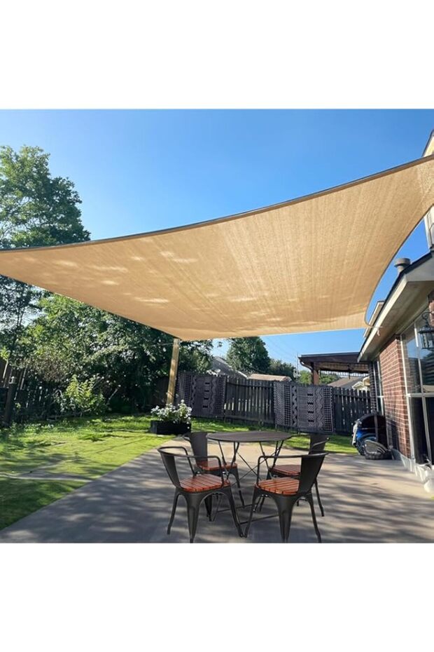 Sun Shade Sail,Rectangle Sand UV Block Sunshade for Backyard Yard,Breathable 95% UV Block Canopy Pr - 1