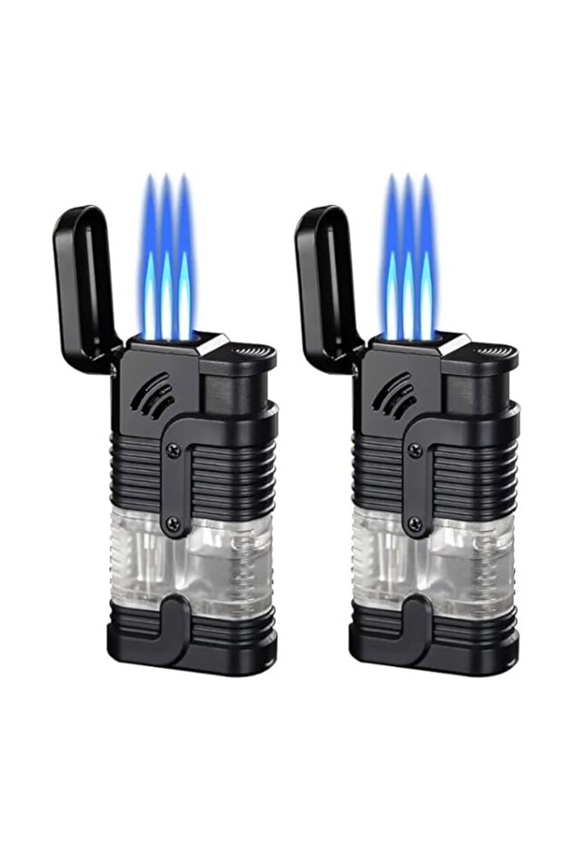 Torch Lighter,Refillable Triple Jet Flame Lighter 2 Pack, Adjustable Windproof Flame Butane Refillable Torch Lighter for Camping and Candles(No Butane)
