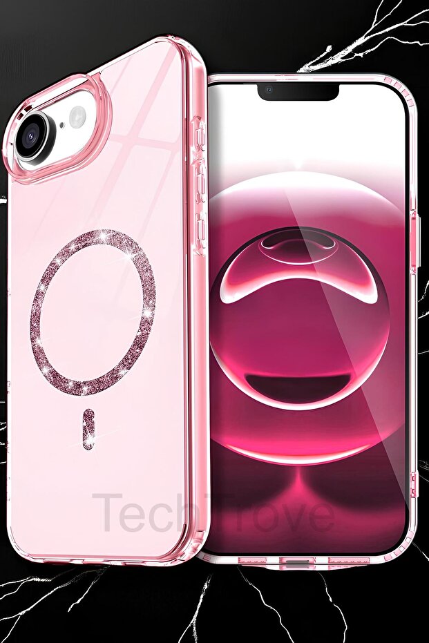 iPhone 16E Kılıf Magsafe Özellikli Işıltılı Tasarımlı Ekstra Darbe Korumalı Kapak - 1