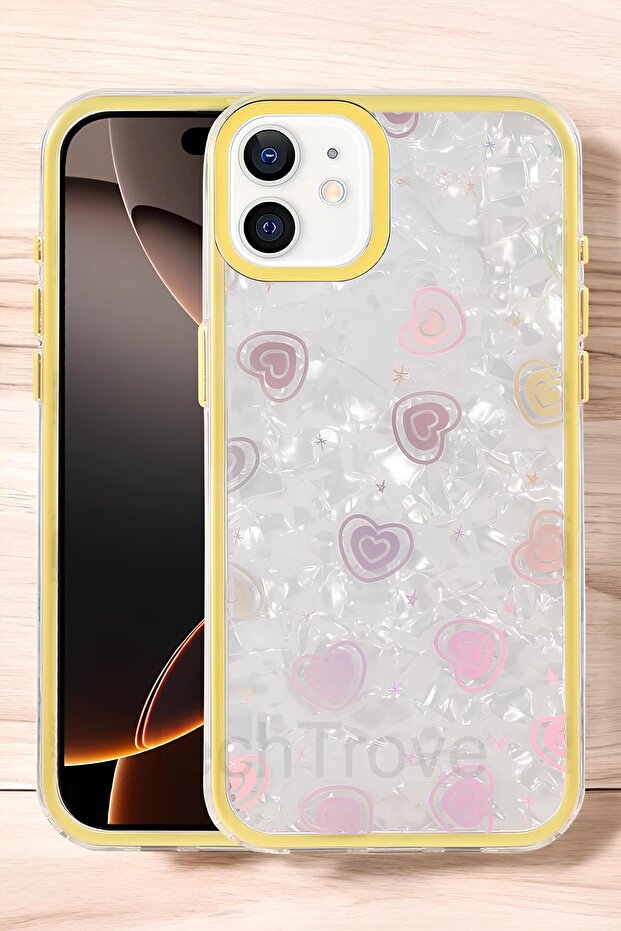 iPhone 11 Kılıf Renkli Kalp Desenli Darbe Korumalı Ultra Lüks Kapak - 1