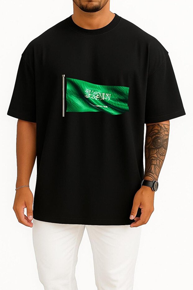 Oversize Saudi Arabia Flag Chest Design Unisex T-Shirt