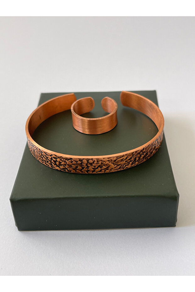 Unisex adjustable 100% pure copper bracelet stylish copper ring combination handmade bracelet ring