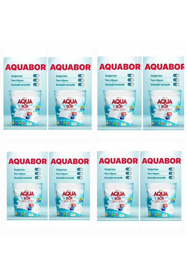 Aquabor Natural Mineral 8 Pack Dishwasher Tablet 8*30 Capsules