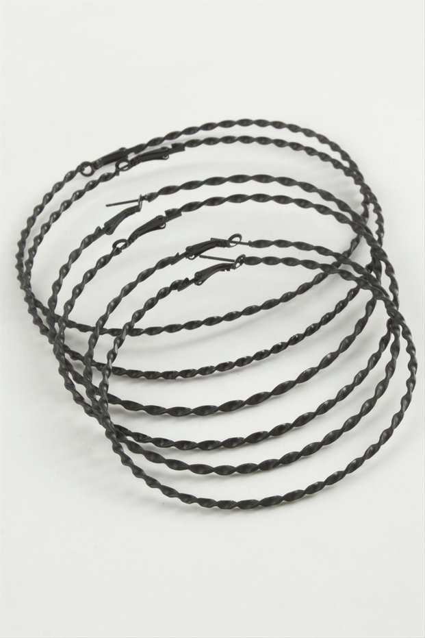 Twisted Metal Hoop Earrings 6 Pieces