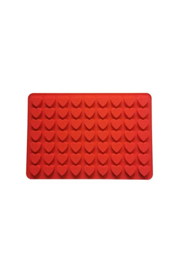 Silicone Heart Shape Mould, 48 Cavities, Red, Non-Stick Baking Mat