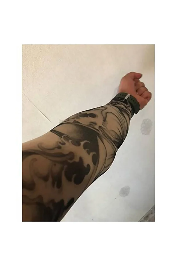 Giyilebilir Çorap Dövme Alev Dövmesi Çift Kol - 2