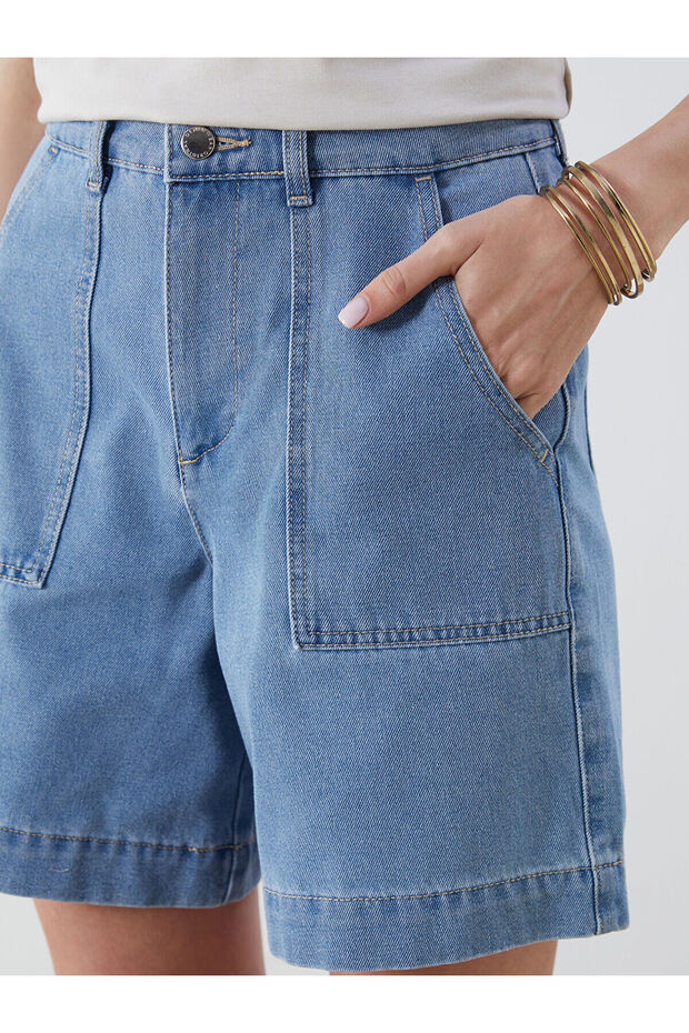 Bermuda Fit Kadın Jean Şort - 3