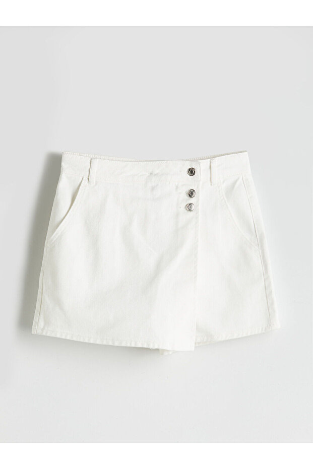 Dar Fit Kadın Jean Şort Etek - 5
