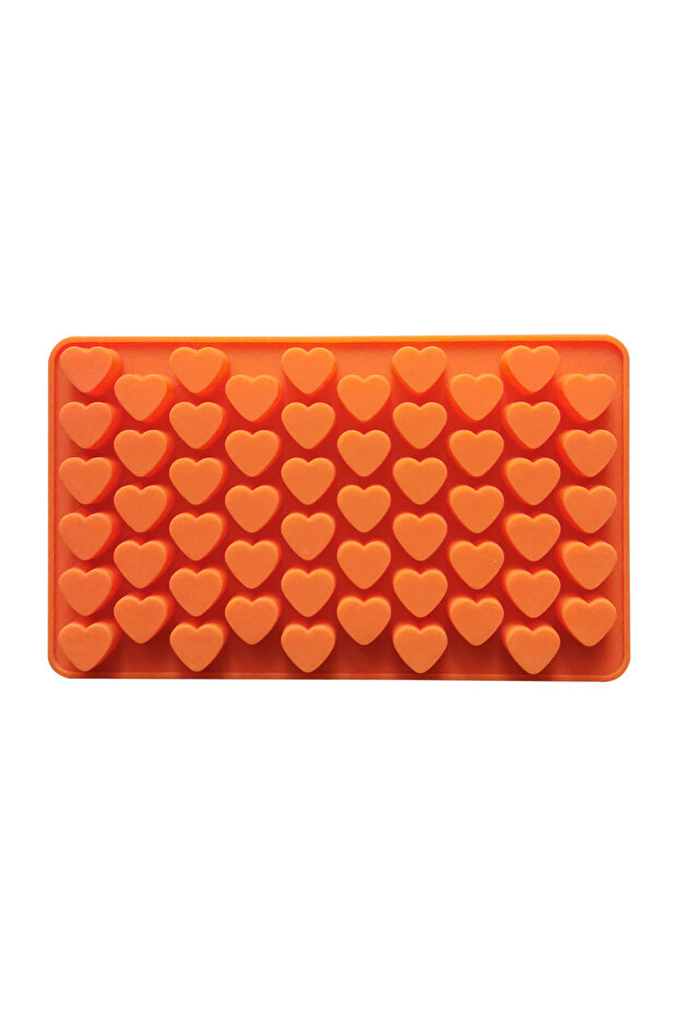 Bright Orange Silicone Heart Mold – 55 Cavities