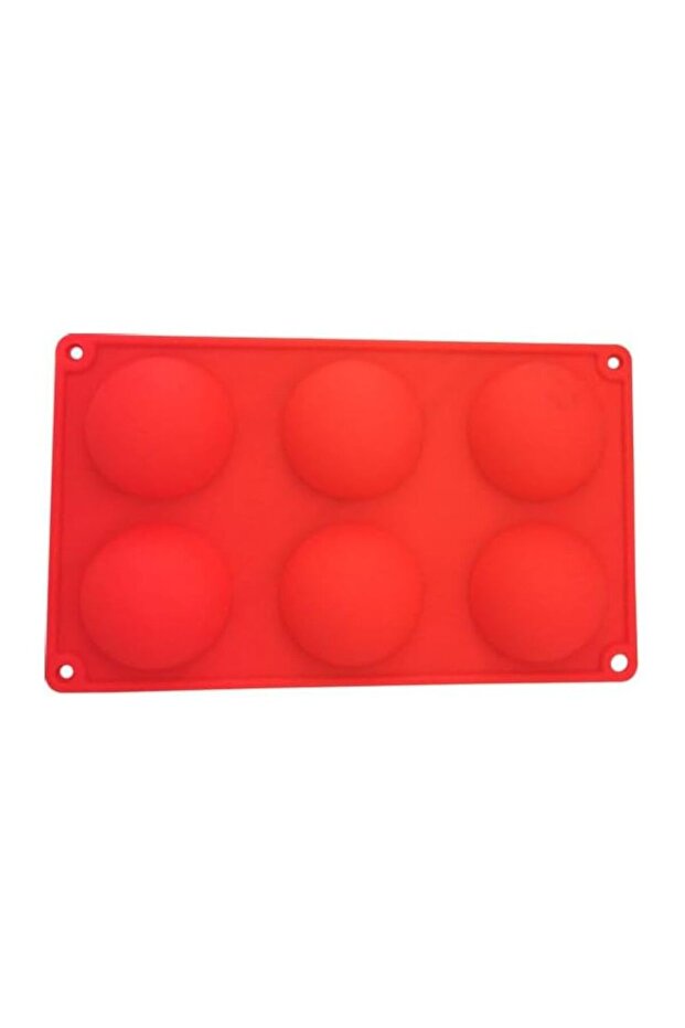 Silicone 6 Cavity Half Ball Sphere Cake Mold, Red Silicone Mould