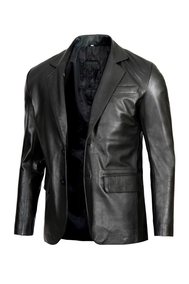 2025 Men's Khaki Blazer Leather Jacket