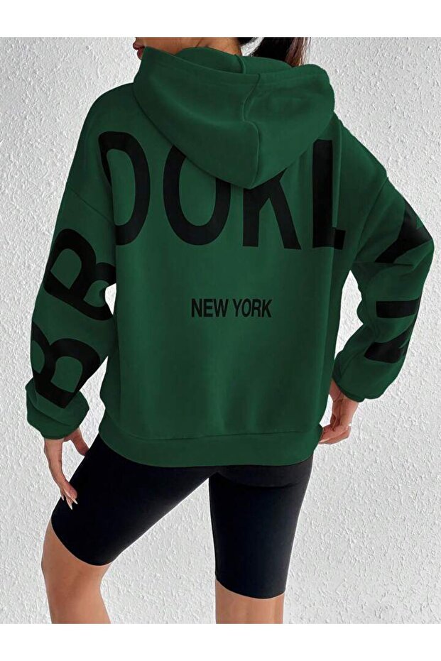 Unisex Large Size Brooklyn Printed Sweatshirt Hoodie