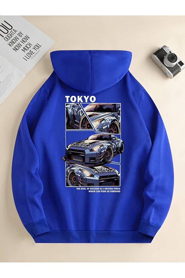 Unisex Tokyo Gtr Printed Oversized Winter 3 Thread 100% Cotton K Hooded Sweatshirt Hoodie