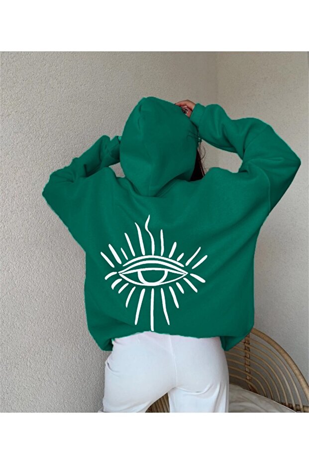 Back Eye Printed 3 Thread Thick Oversize Cotton Sweatshirt