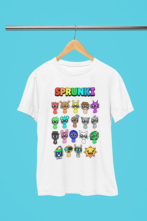 Sprunki Printed Cycling Collar 100% Cotton Children's and Youth Tshirt