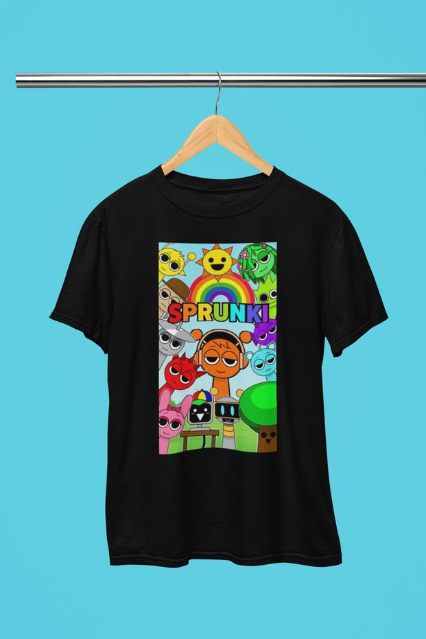 Sprunki Printed Cycling Collar 100% Cotton Children's and Youth Tshirt