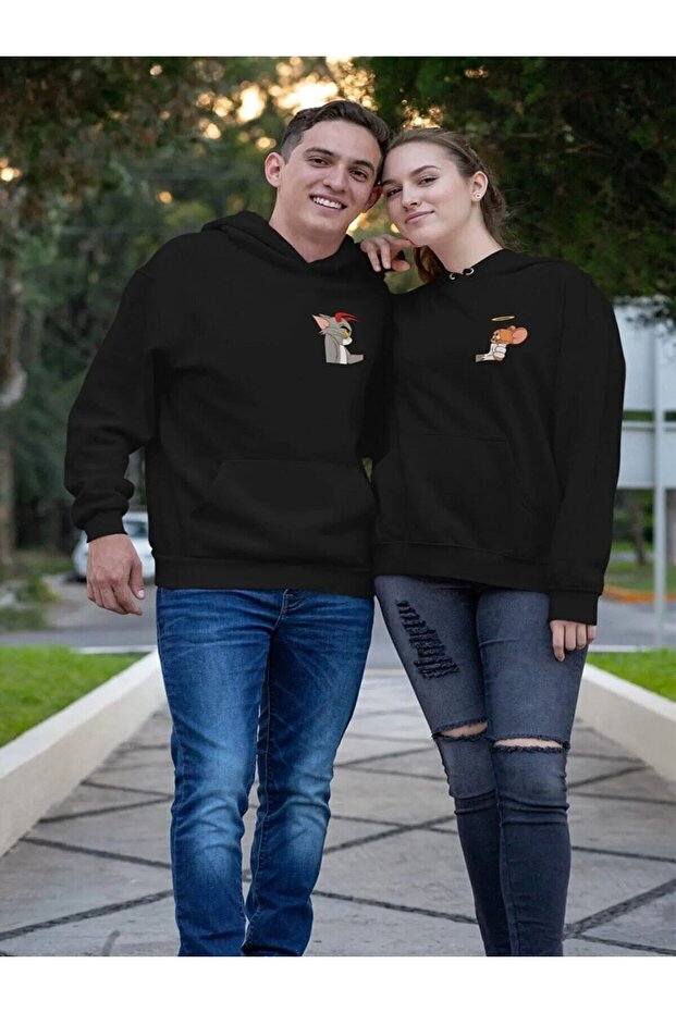 Lover Combination Tom And Jerry Printed Oversize Sweatshirt
