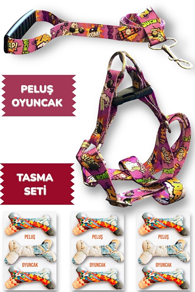 Dog Collar (Chest Collar) Travel Strap Set with Plush Toy