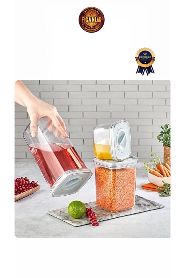 Hard Plastic Lid Storage Container 500ml 1000ml 1600ml Set of 3 Spice Jar Storage Container - 5