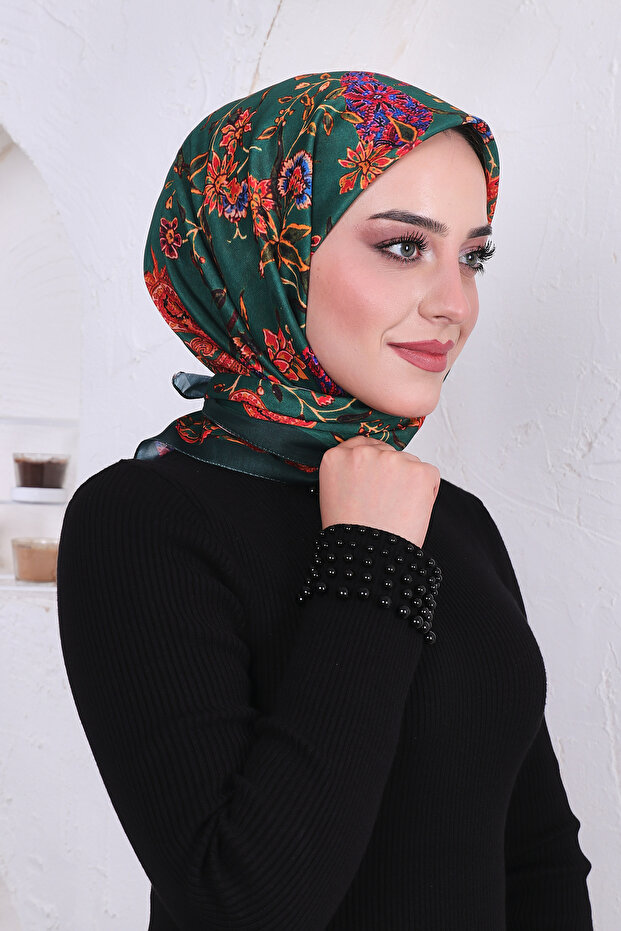 وشاح منقوش من القطن الناعم - 1